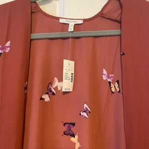 Maurices Red Butterfly Ruana, Kimono from Maurices One Size
